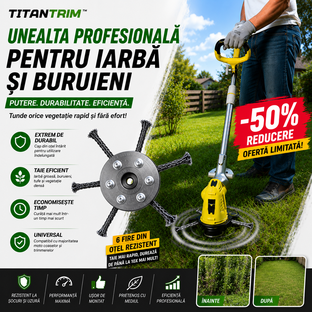 Unealta Profesională pentru Iarbă și Buruieni - TitanTrim™