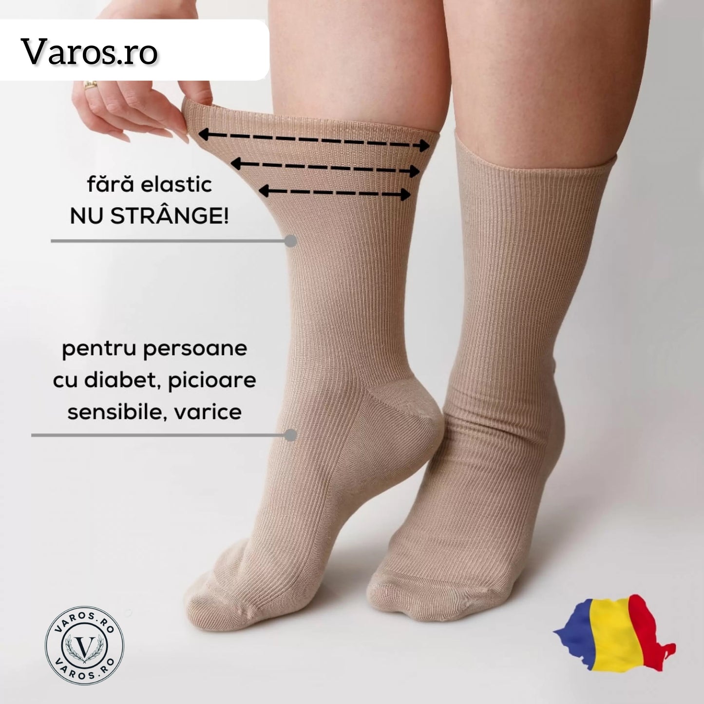 Sosete medicinale din Bumbac 100%, fără cusături, fără elastic